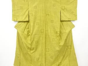 アンティーク　枡模様織り出し十日町紬着物